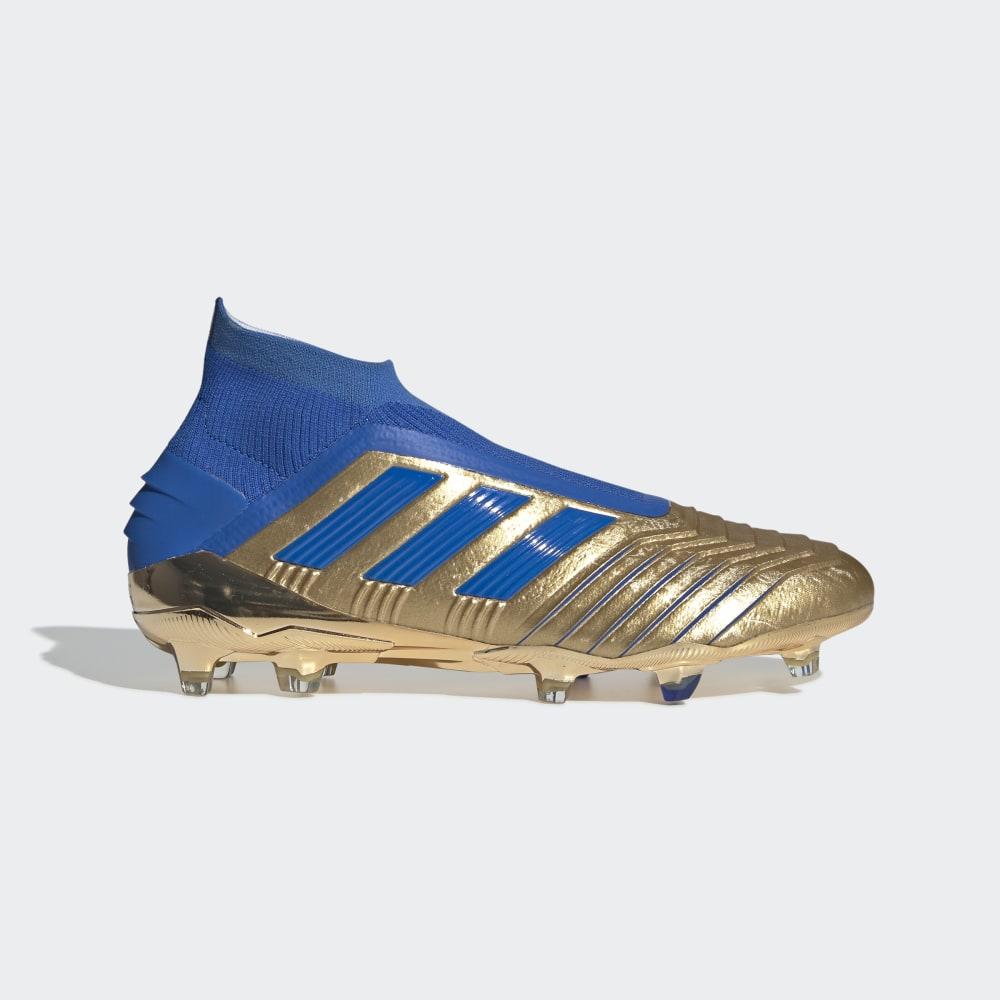 Ghete Fotbal Adidas Predator 19+ Firm Ground Barbati Romania - Aurii Metal/Albastri/Albi F35610